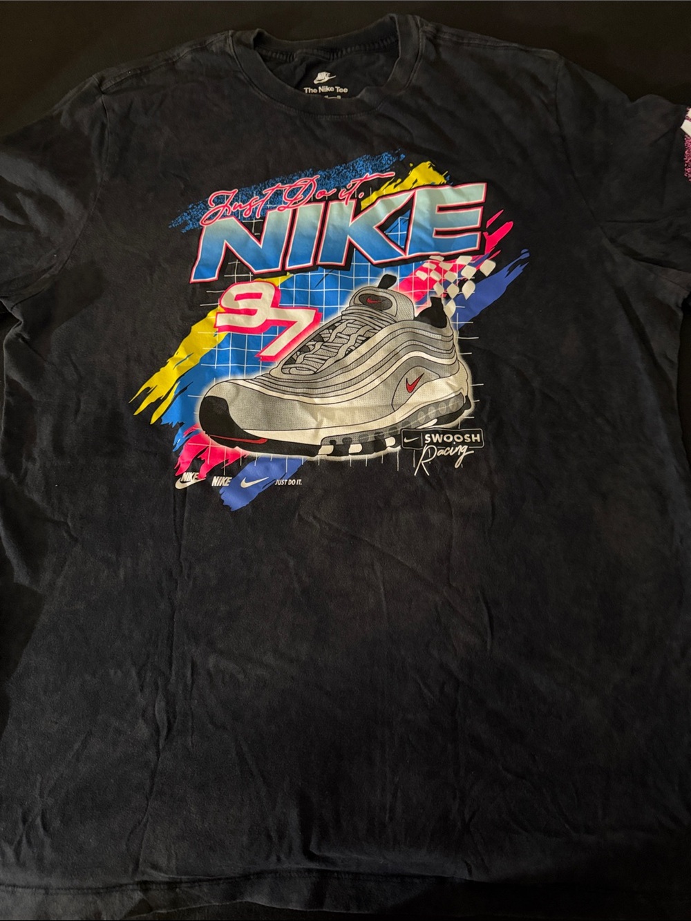 Nike Men’s Black Tee with Multi-Color Sneaker Graphic
